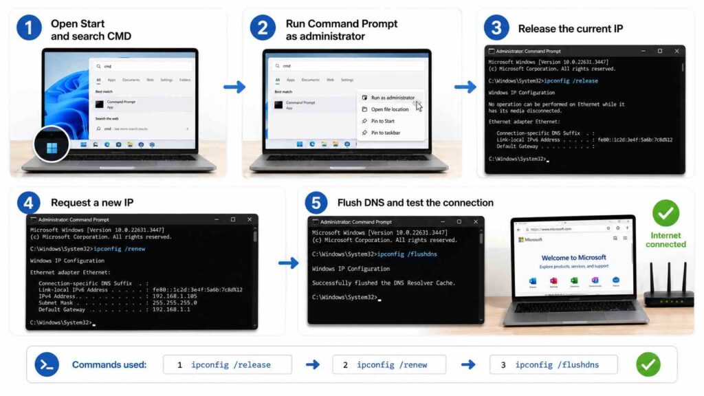 Renew IP and Flush DNS